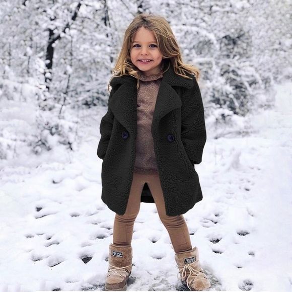 Baby Girl Fashion Faux Fur Long Teddy Coat Casual - Picture 2 of 4